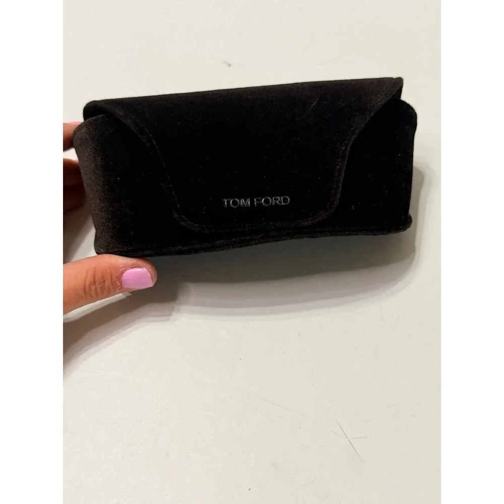 Tom Ford Black Velvet Shell Sunglasses Eyeglass Case Gold Logo Luxury